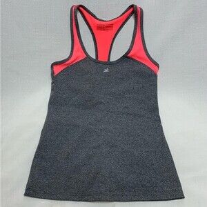 Neon Orange Gray Athletic workout racer back Women's Small tank top by St. Even